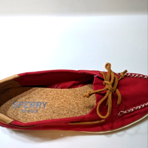 Sperry Red Canvas Top-Sider Moccasin - Size 7.5M - Picture 3 of 5